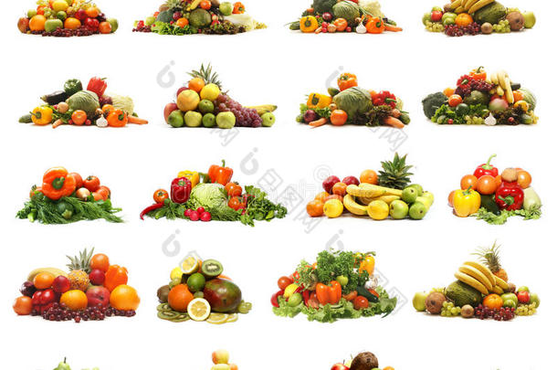 各种水果和蔬菜的拼图