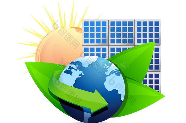 可再生能源全球太阳能电池板概念