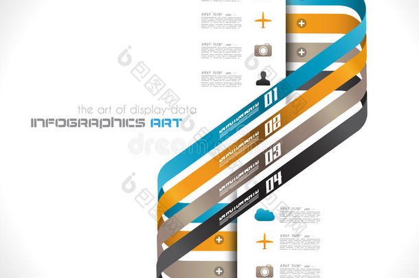 带有纸质标签的信息图设计模板。