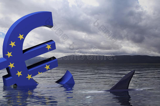 欧元符号沉入水中