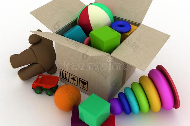 孩子的玩具在盒子里