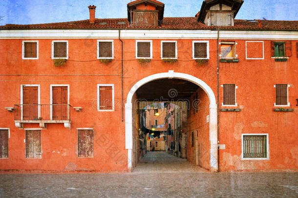 旧威尼斯庭院，意大利.photo旧颜色