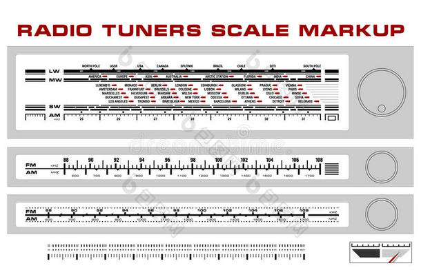 收音机调谐器缩放仪表板标记矢量