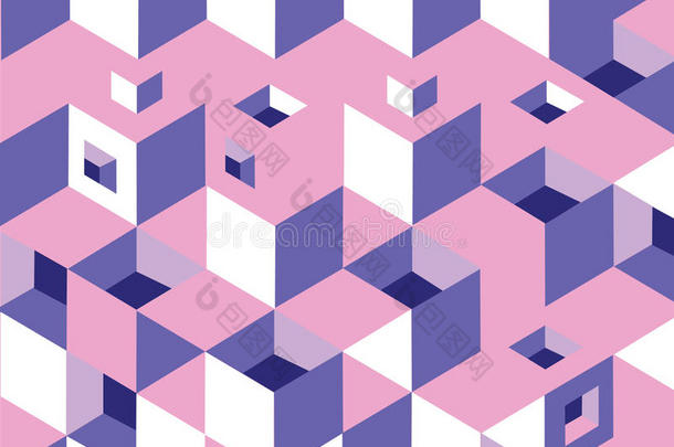 背景纹理立方体粉色、紫色、白色
