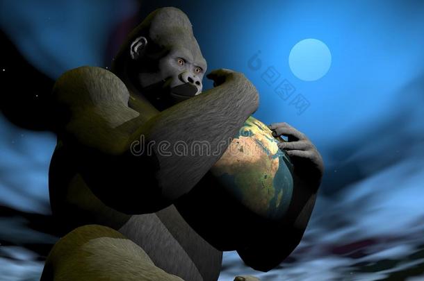 大猩猩保护地球-3d渲染