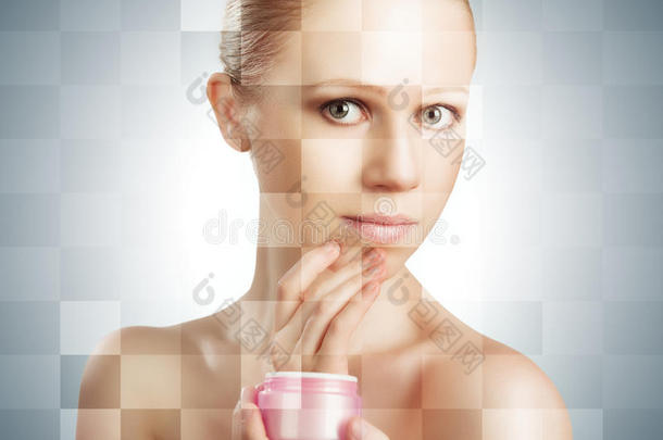 美容效果、治疗和皮肤护理的概念。y面