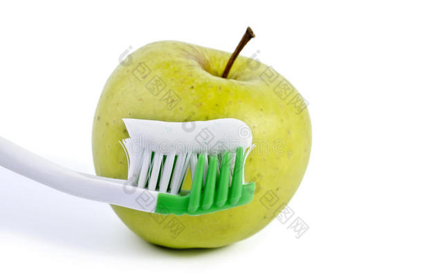 牙膏绿苹果洁白牙刷
