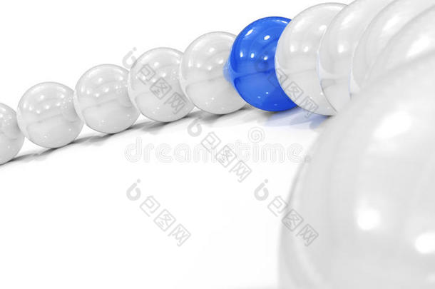白色球体中的蓝色球体