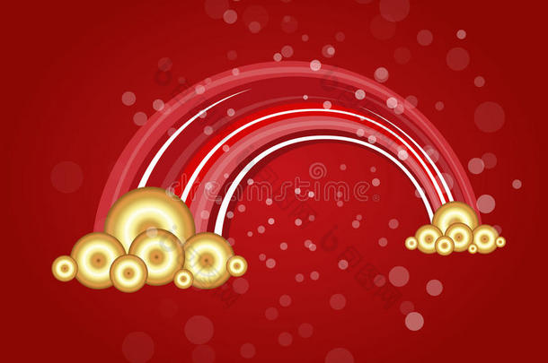 红色幻想圣诞矢量插图背景