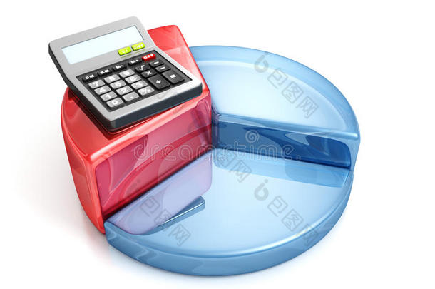彩色饼图商务金融、银行和会计概念办公室计算器