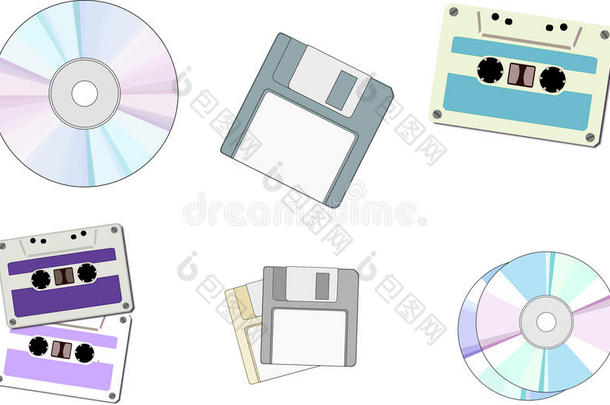 软盘、cd、盒式磁带