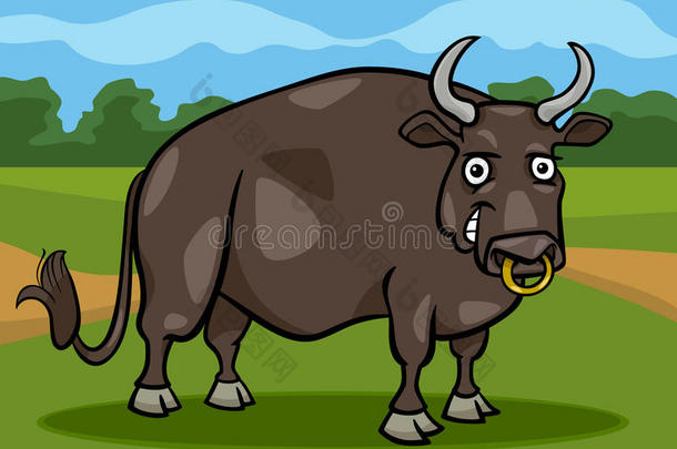 牛场动物卡通插画