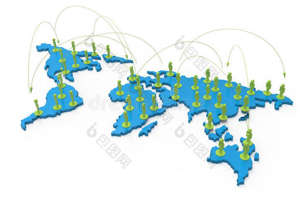 <strong>世界地图</strong>上的人类3d社交网络