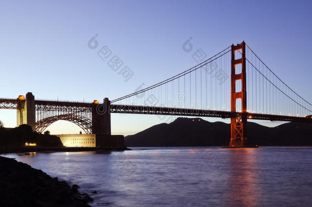 黄昏时分的旧金山金门大桥