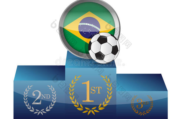 巴西足球冠军领奖台插画设计