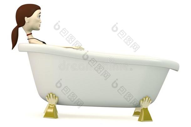 洗澡的卡通女孩