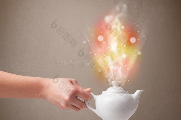 抽象蒸汽彩灯茶壶