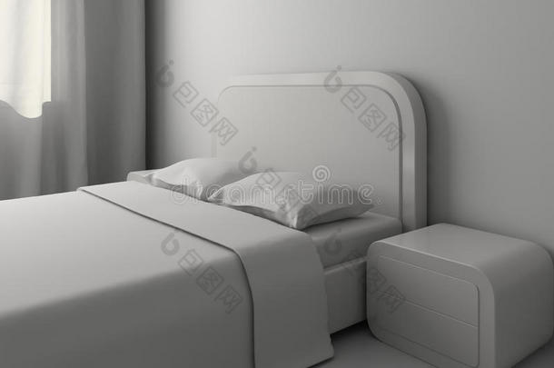 双人床和床头柜