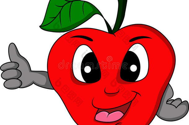 红苹果卡通大拇指向上