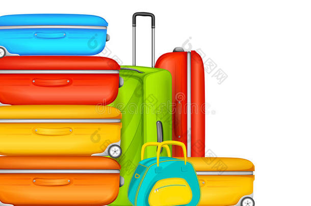 旅游背景中的彩色行李箱