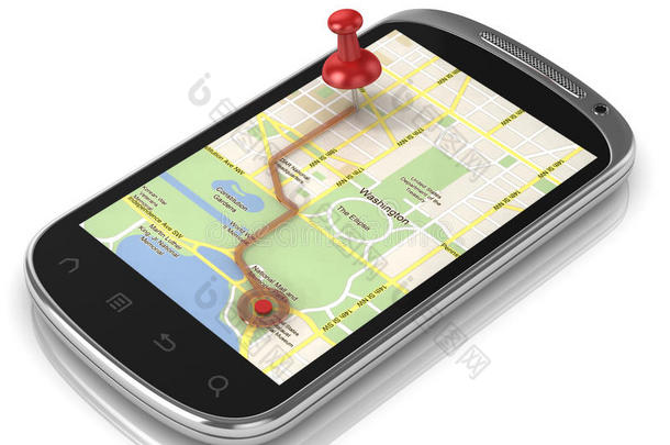 智能手机导航-移动gps 3d概念
