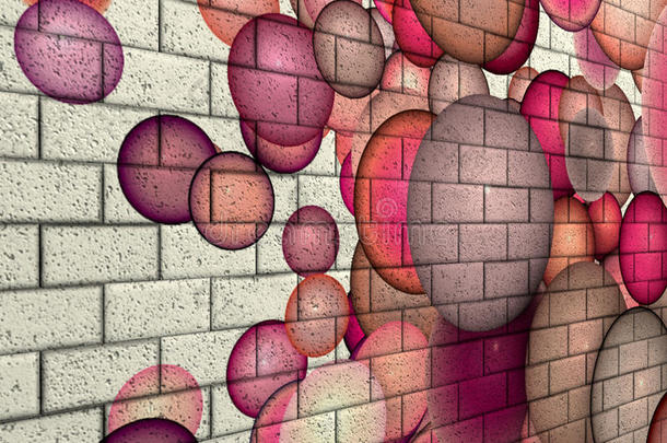 粉色气泡图案立体马赛克砖墙