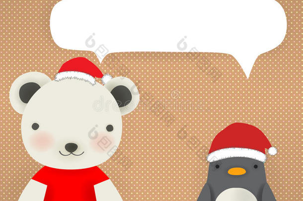 北极熊和企鹅-梅里圣诞贺卡
