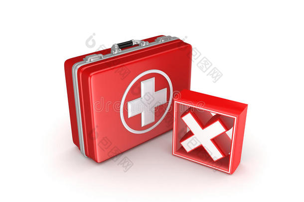 医疗箱上的<strong>红十字标志</strong>。