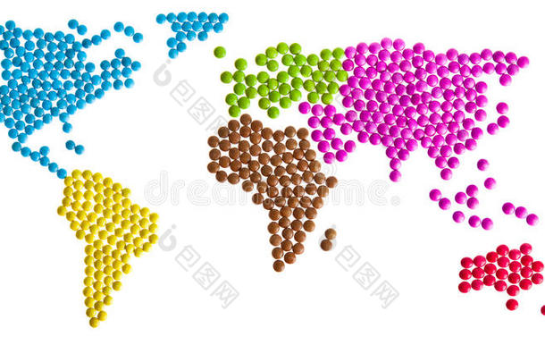 糖果制成的世界地图