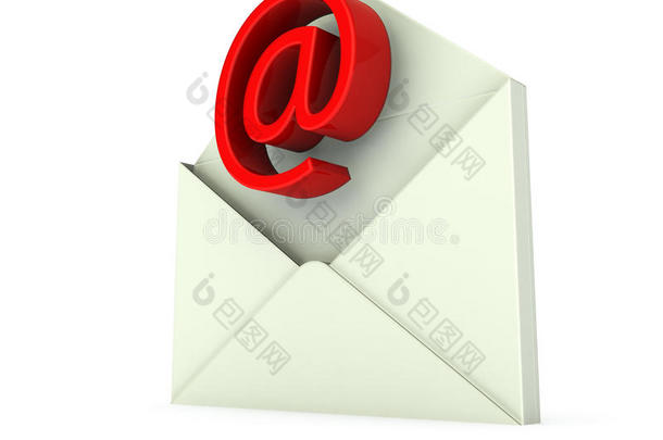 带红色电子邮件签名的信封