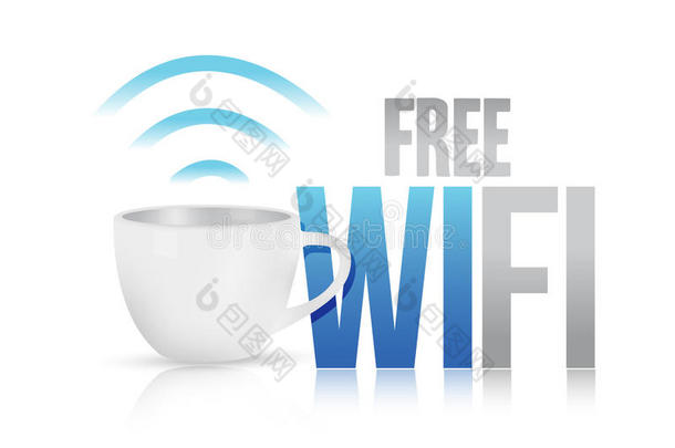 免费<strong>wifi</strong>咖啡杯概念图设计