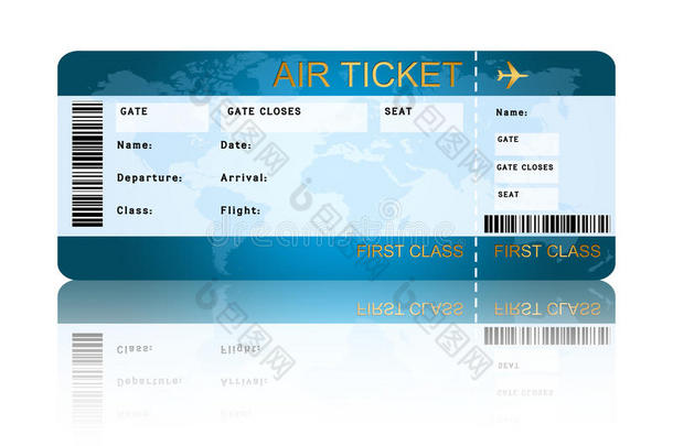 白色隔离的航空公司登机牌机票