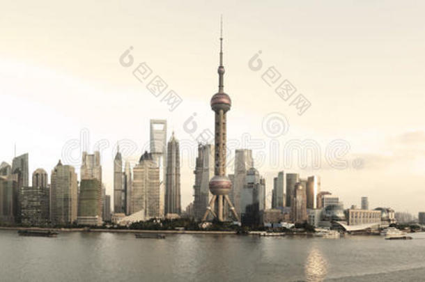 上海现代建筑城市景观全景照片天际线