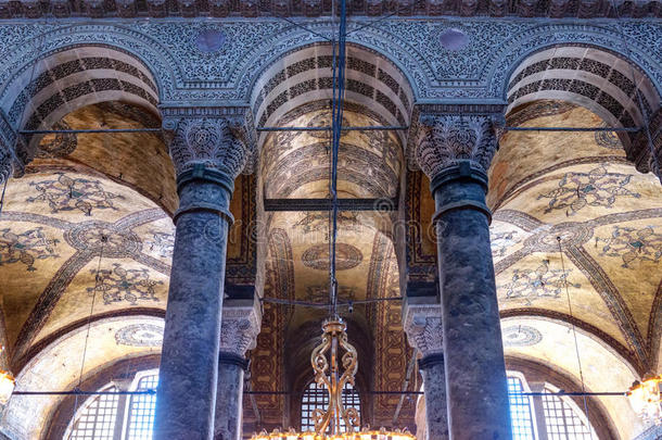 土耳其伊斯坦布尔的圣索菲亚教堂内