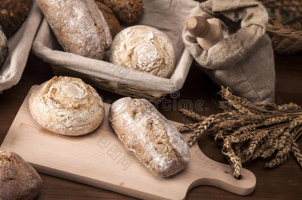 背景面包烤面包店篮子
