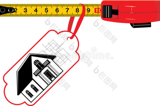 带标签的测量尺。出售别墅