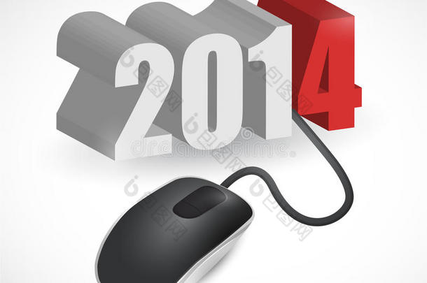 2014年标志连接鼠标插画设计