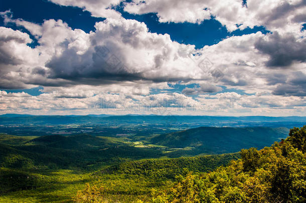 从弗吉尼亚州<strong>乔治华盛顿</strong>国家森林可以看到谢南多亚山谷和阿巴拉契亚山脉。
