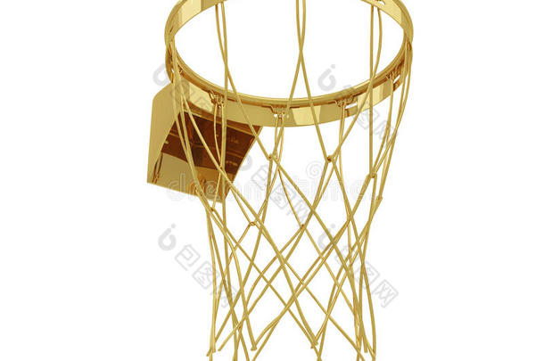 一个现实的金色渲染篮球圈从下面（系列）
