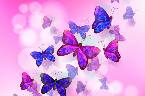 带蝴蝶的粉红色文具