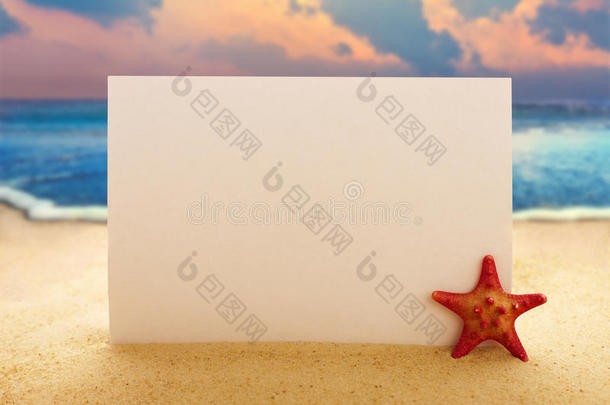沙滩上的海星空白纸