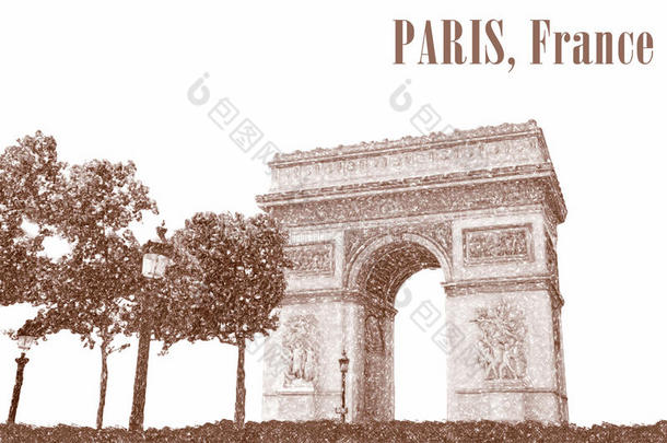 法国巴黎凯旋门的插图