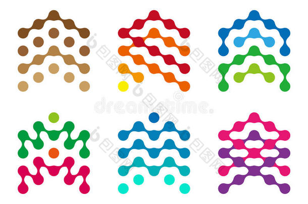 彩色设计分子标志元素。