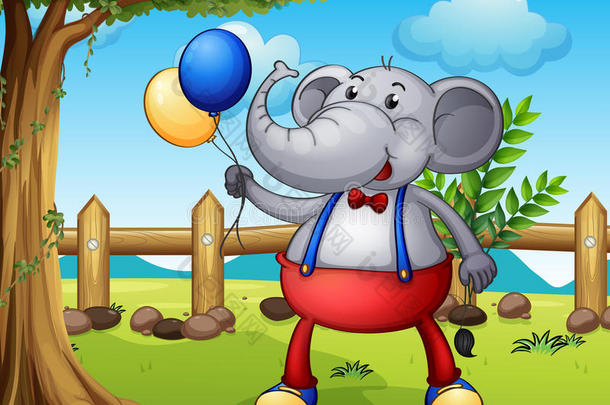 拿着气球的大象