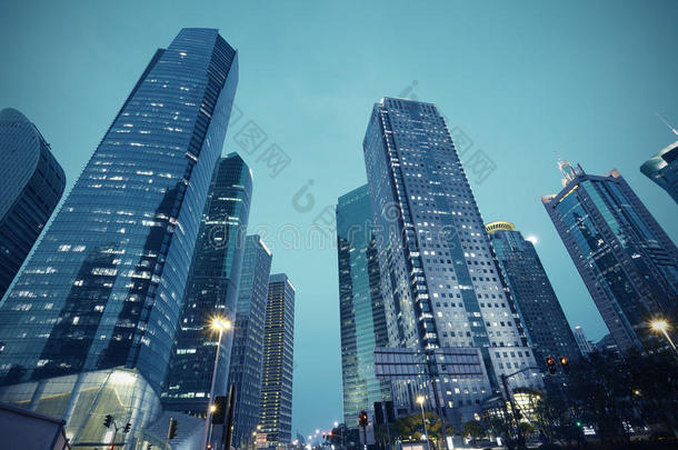 底片拍摄城市建筑夜景