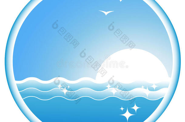 海波、<strong>太阳</strong>和<strong>海鸥</strong>的图标