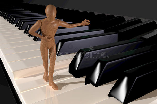 钢琴键盘上的迎宾式人体步进