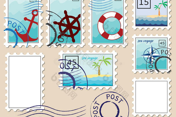 一套以海洋为主题的邮票