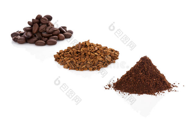 咖啡豆，磨碎咖啡和速溶咖啡。
