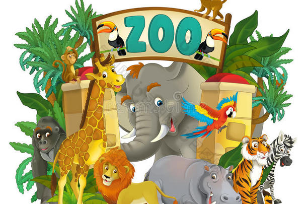 卡通动物园-游乐园-儿童插画